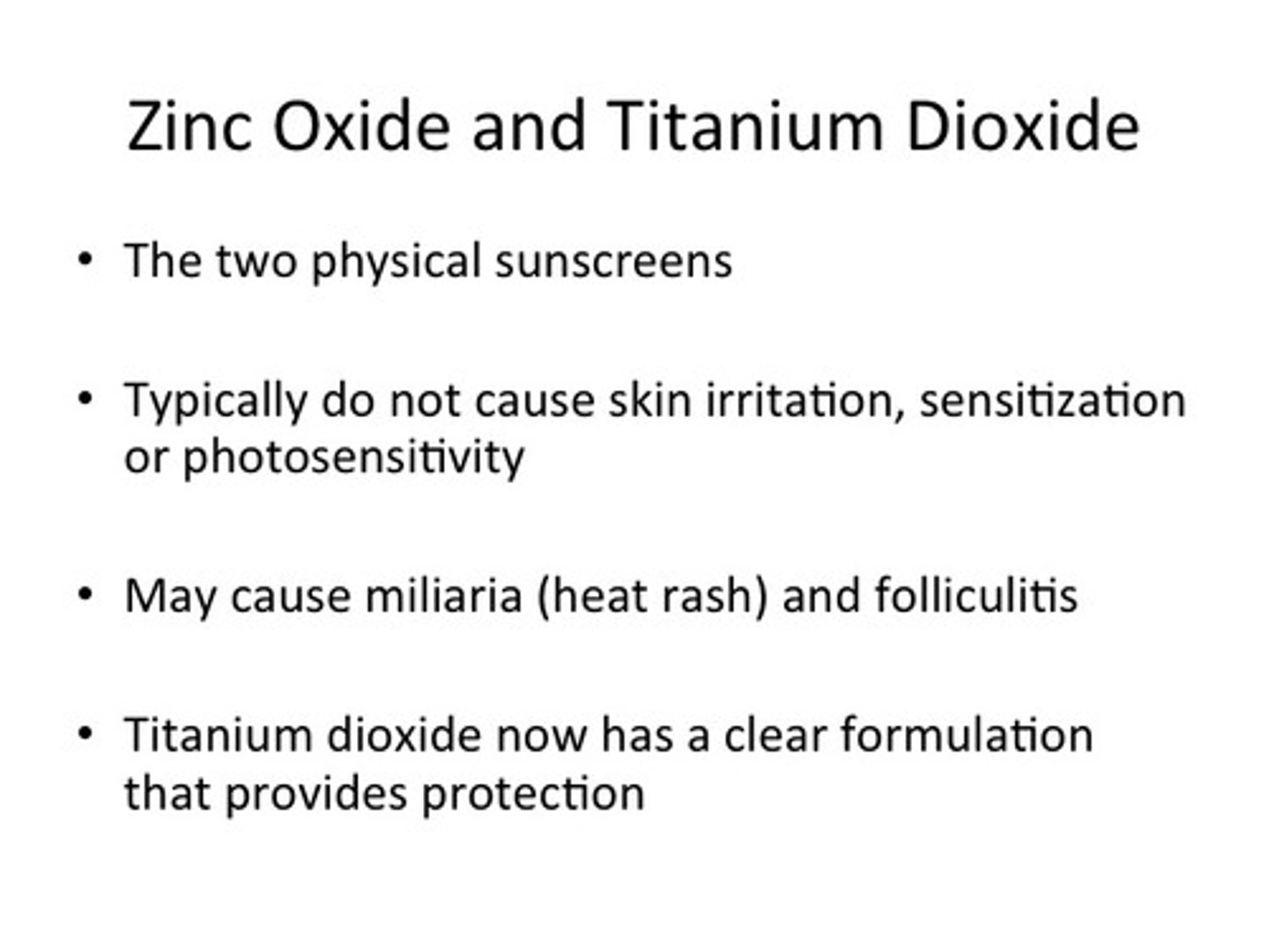 <p>Composed of metal oxides (ex: titanium dioxide, zinc oxide)</p>