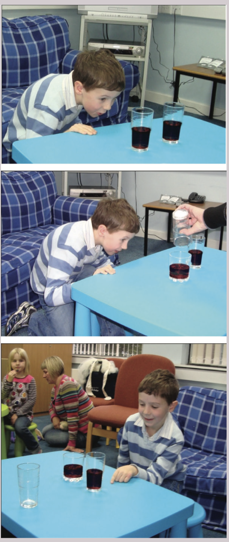 <p>Piaget proposed that the preoperational child’s inability to conserve is characterised by three main limitations: </p><ul><li><p>According to Piaget one of the cognitive limitations the preoperational child faces in this conservation task results from the child being unable to engage in <em>decentration</em>. That is, the child cannot <em>focus on two attributes</em>, in this case the height and the width of the glass, at the same time. Rather, the child engages in <strong>centration</strong> – the tendency to focus on <em>one attribute</em> (e.g. the height of the liquid in the glass) at a time, and hence judges that the taller glass contains more liquid.</p></li><li><p>Another limitation is the child’s inability to understand <strong>reversibility</strong>. That is, they <em>cannot mentally reverse the action</em> of pouring the liquid from the short glass back into the tall glass, and hence work out that the volume of liquid has not changed.</p></li><li><p>A related limitation is the child’s tendency to <strong>focus on the end state</strong> rather than the means. Rather than focusing on the experimenter’s action of pouring the liquid from one glass to another (the means), the child focuses on the end state in <em>which the level of liquid in the tall glass is now higher than the liquid level in the shorter glass</em>.</p></li></ul><p></p>