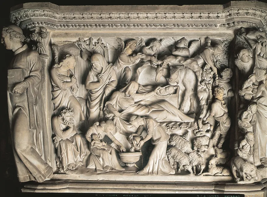 <p>Relief Marble Sculpture, Pisa Pulpit, by son</p>