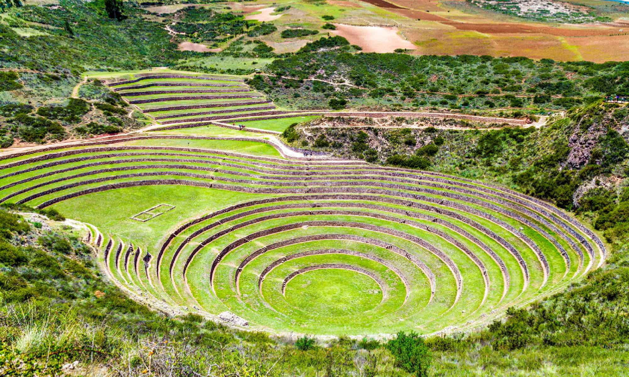 <p>terrance farming at the Inca site of Moray </p>
