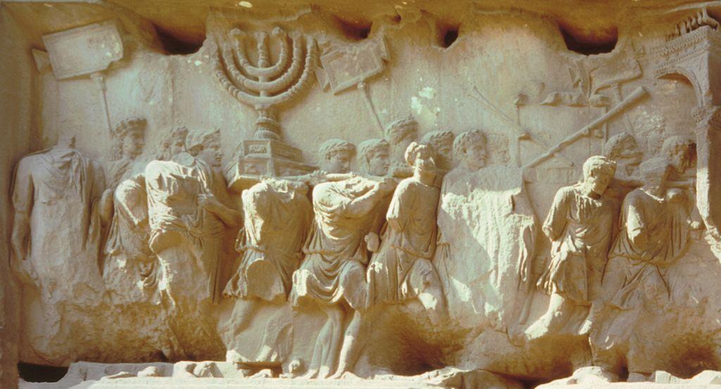 <p>Name - Arch of Titus, Spoils of Jerusalem</p><p>Date -</p><p>Culture -</p><p>OG Location - Rome, Italy</p><p>Function - Visual propaganda</p><p>Patron -</p><p>Material - Marble</p><p>Other - Erected by Domitian- Titus’s brother, includes <span>commemorative reliefs of Roman military campaigns, a scene of the emperor’s apotheosis, or deification, and a barrel vault</span></p>
