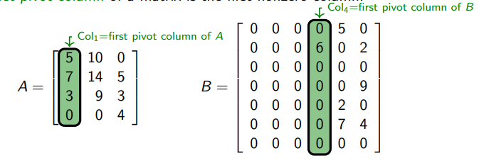 <p>The first nonzero column</p>