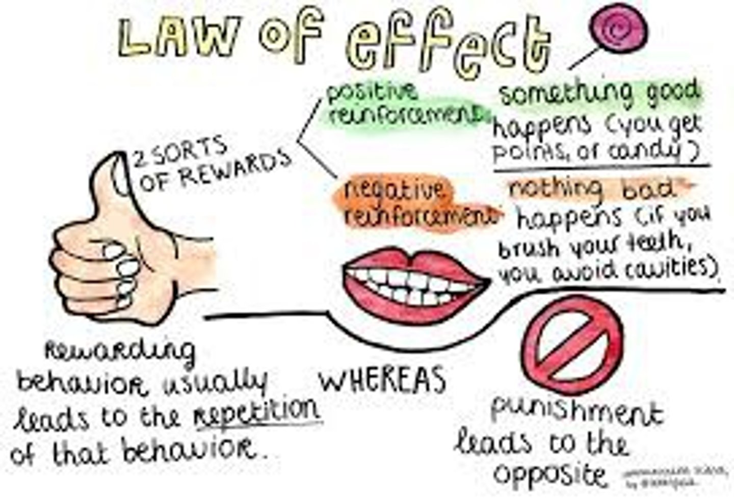<p>Thorndike's principle that behaviors followed by favorable consequences are more likely to recur, and behaviors followed by unfavorable consequences are less likely. For example, a cat learns to escape from a puzzle box faster over time because it receives food as a reward.</p>