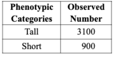 <p>To assess Mendel’s law of segregation by chi-squared test, we crossed a true-breeding tall variety<br>of tomato with a true-breeding short variety of tomato. All of the heterozygous F1 plants show<br>tall phenotype. We then intercrossed F1 plants to produce F2 and the data of F2 phenotypes are<br>shown in the table below. In the chi-squared test, what would be the expected number for F2 short individuals?</p>