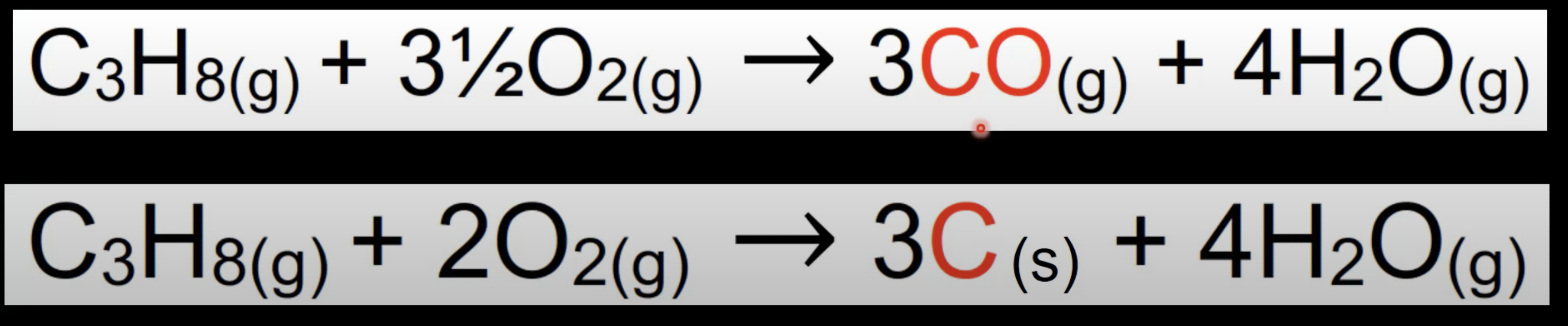 <p>Occurs with limited oxygen.</p><p>Produces CO and/or C with water. </p><p>Less efficient, more pollutants formed.</p>