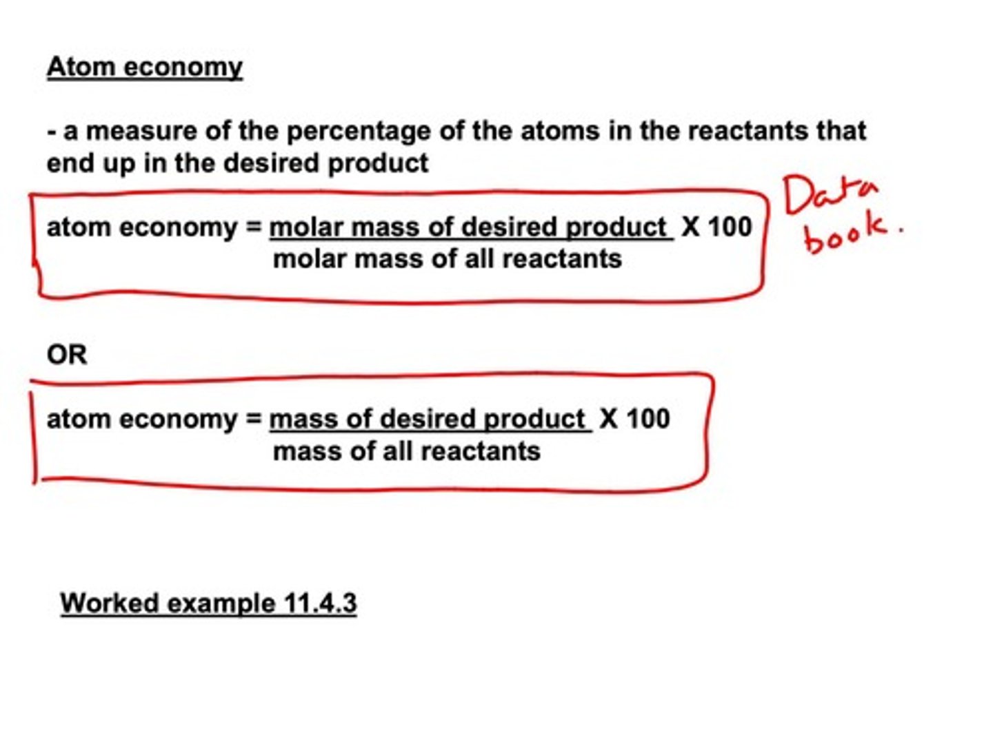 <p>Percentage of reactant atoms in desired product.</p>