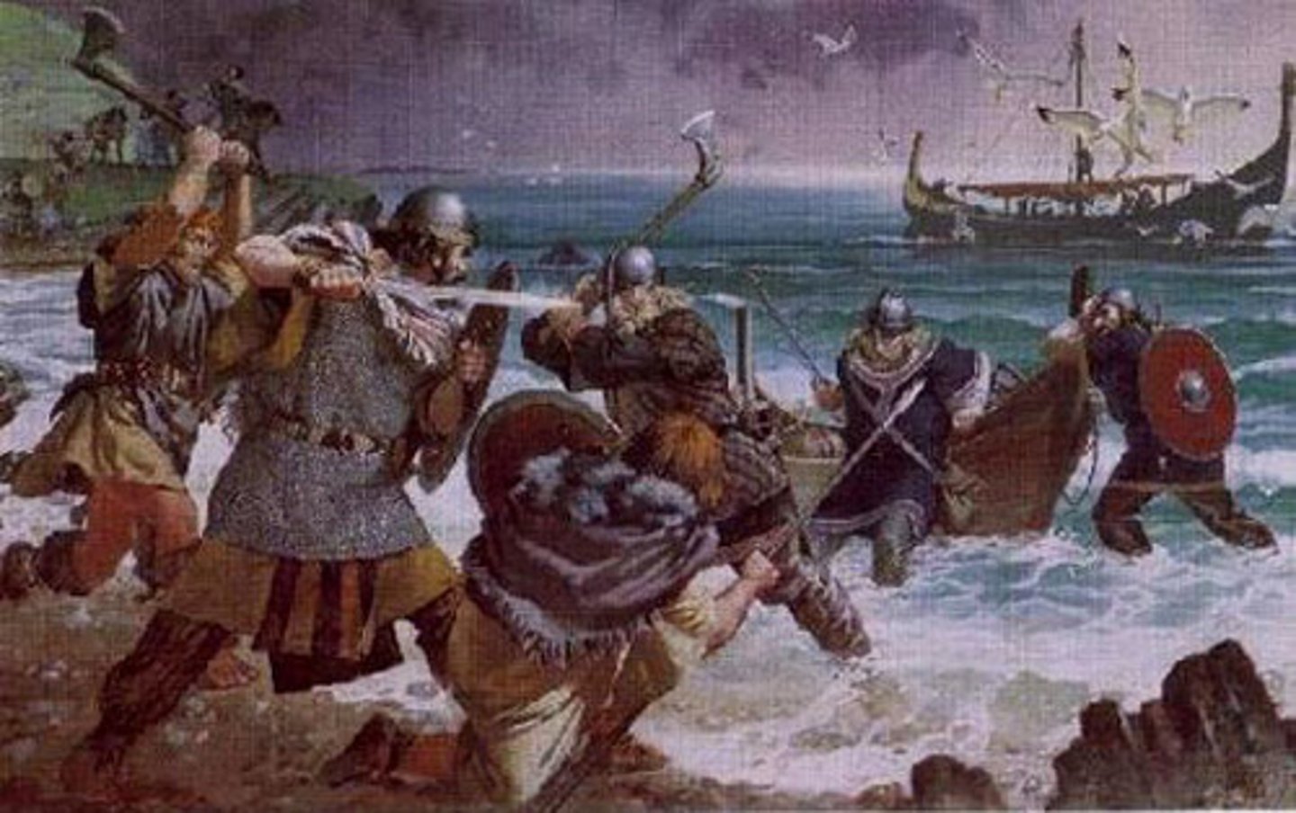 <p>seafaring Scandinavian people who raided the coasts of northern and western Europe from the 700s-1000s AD.</p>