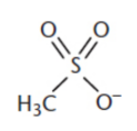 <p>−SO3CH3</p><p>derived from methanesulfonic acid</p><p>made from methylsulfonyl chloride and an alcohol in the presence of a base</p><p>good leaving group, good protecting group</p>