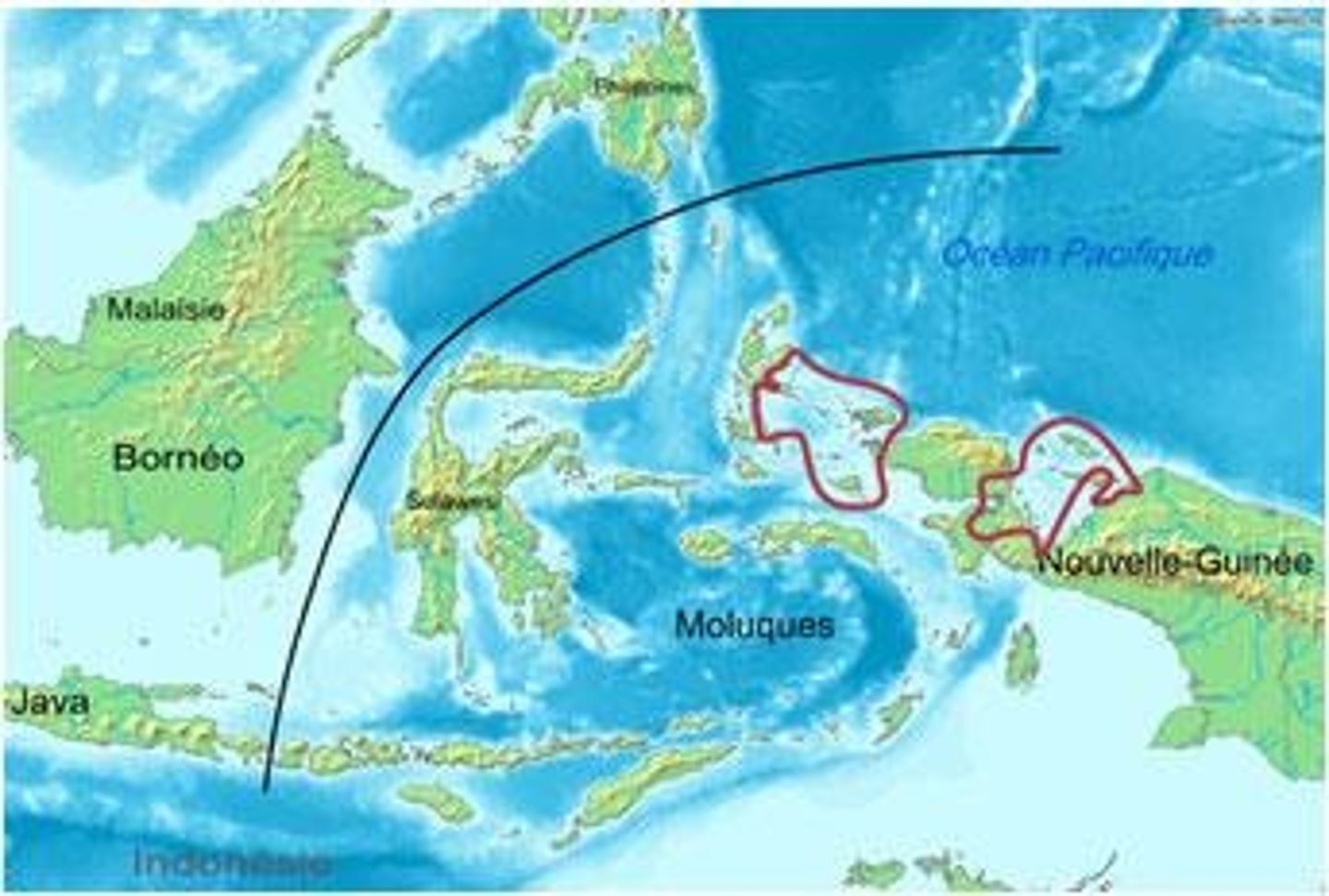 <p>Boundary separating Asian and Australian fauna.</p>