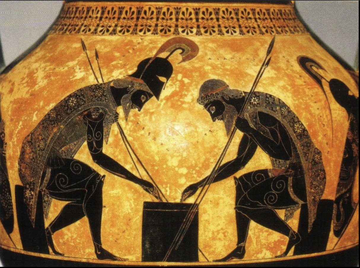 <p>Exekias, Achilles and Ajax playing dice</p>