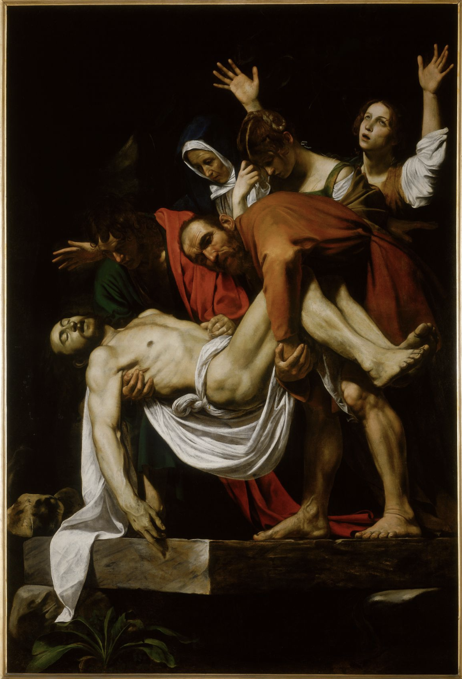 <p>St. Filippo was a reformer who wanted to bring more people into the church and created the fathers of the Oratorians. Church was trying to investigate if he deserved to be canonized, some claimed when he gave transubstantiation, he would levitate and his cup would have wine in it. He also wanted the art of the church to appeal to ordinary people (genre scenes!). Pieta is typically a figure of the Virgin Mary with the dead Christ laid on her lap. Artist didn’t want a static pieta and instead showed the burial of Christ as more of a narrative, figures pop out of the dark background and the dark wall of the chapel. The Virgin Mary is wrinkled, two men struggle with the limp, dead body of Christ, all the figures are very ordinary and not dressed up. This piece would have been placed below an altar and as priests were blessing the wafers and the drink to be the body of Christ, people would have seen the&nbsp;“floating’ images of Christ and believed in the power of Christ.&nbsp;</p>