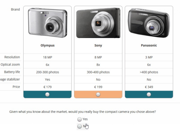 <p>Measuring the value that consumers place on features of a product or service </p><p>Gives respondents a choice of two to five product configurations and asks them to choose one of the configurations </p>