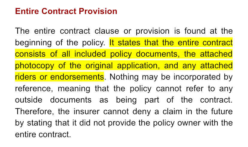 <p>Which of the following is NOT part of an insurance contract?</p><ul><li><p>Policy</p></li><li><p>Application</p></li><li><p>Riders</p></li><li><p>Certificate of Authority</p></li></ul>