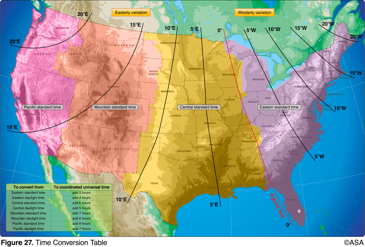 <p><span>An aircraft departs an airport in the central standard time zone at 0930 CST for a 2-hour flight to an airport located in the mountain standard time zone. The landing should be at what time?</span></p>