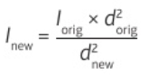 <p>l<sub>new</sub> inversely proportional to d<sup>2</sup><sub>new</sub></p><p>double distance from light source: light intensity = 1/2<sup>2</sup> = 1/4 times og.</p><p>halve distance from light source: light intensity = 1/1/2<sup>2</sup> = 1/1/4 = 4 times og.</p>