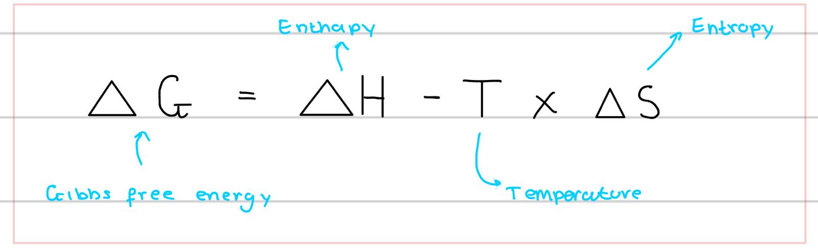 <p>what is the Gibbs free energy equation </p>
