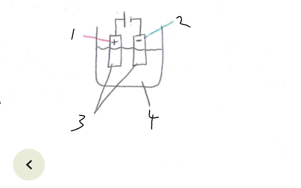 <p>What part of the electrolytic cell is <strong>2</strong></p>