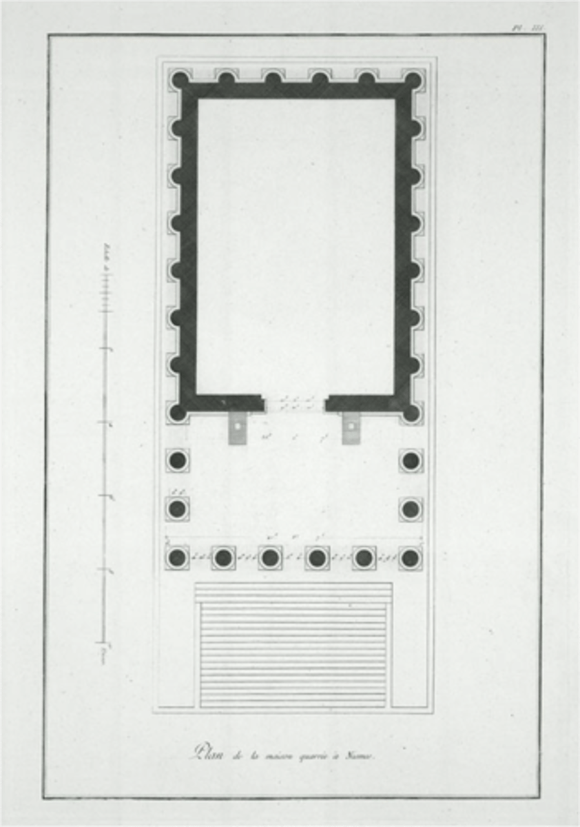 <p>In Roman architecture, a pseudoperipteral temple has a series of engaged columns all around the sides and back of the cella to give the appearance of a peripteral colonnade.</p>