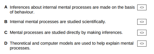 Which of the following statements about the cognitive approach is FALSE? (1)