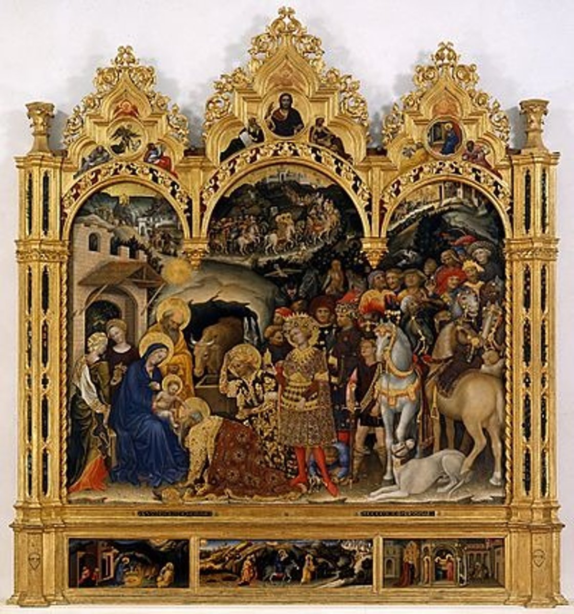 <p>A style of 14th- and 15th-century painting begun by Simone Martini, who fused the French Gothic manner with Sienese art. This style appealed to the aristocracy because of its brilliant color, lavish costumes, intricate ornamentation, and themes involving splendid processions of knights and ladies.</p>