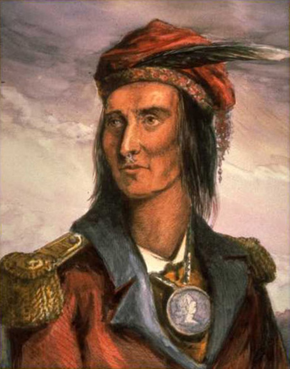 <p>a famous chief of the Shawnee who tried to unite Indian tribes against increasing white settlement (1768-1813)</p>