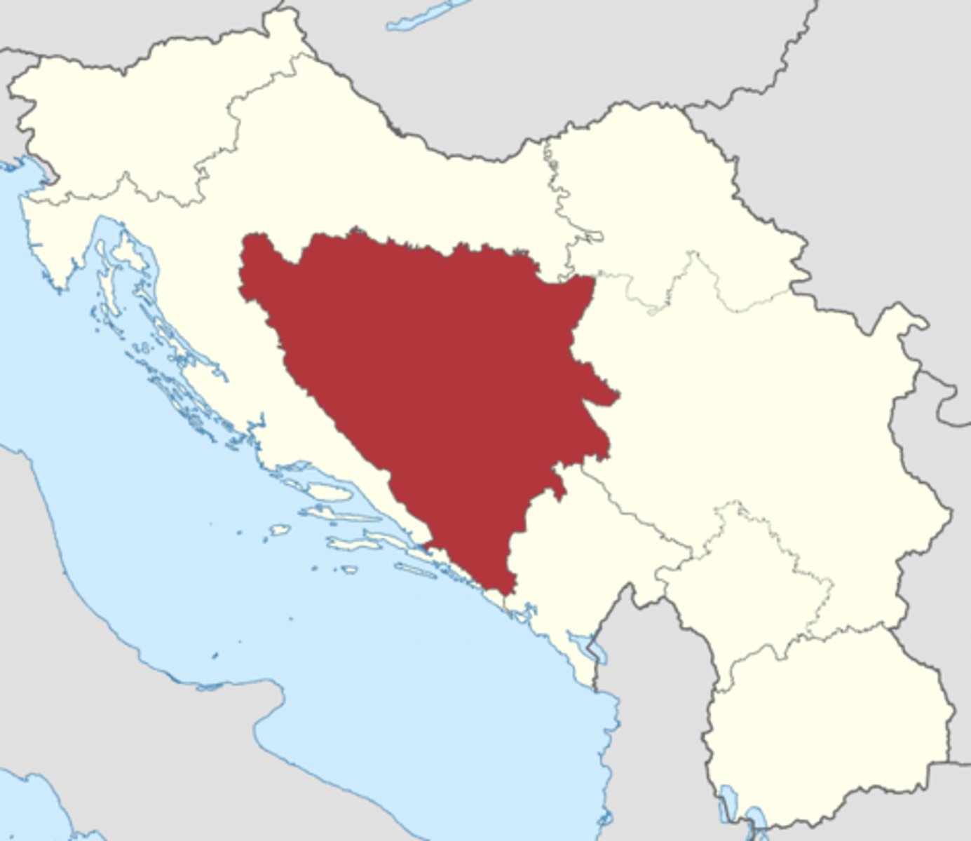 <p>Huge land mass bordering Croatia, Serbia, and Montenegro.</p>