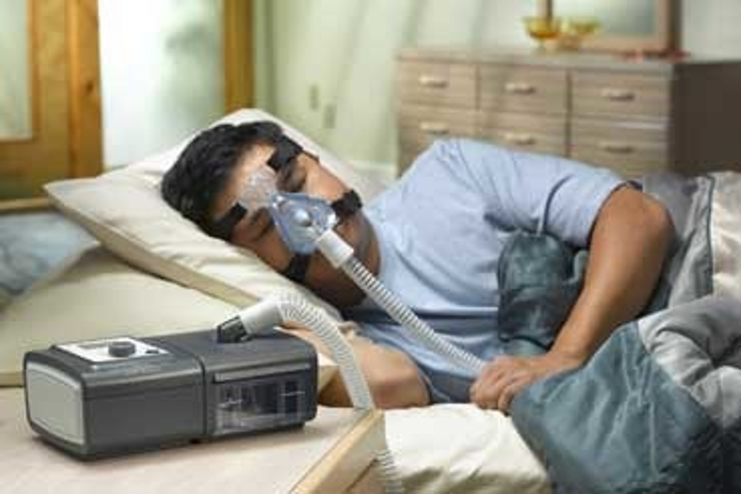 <p>bilevel positive airway pressure</p><p>Changes air pressure while breathing in and out</p>