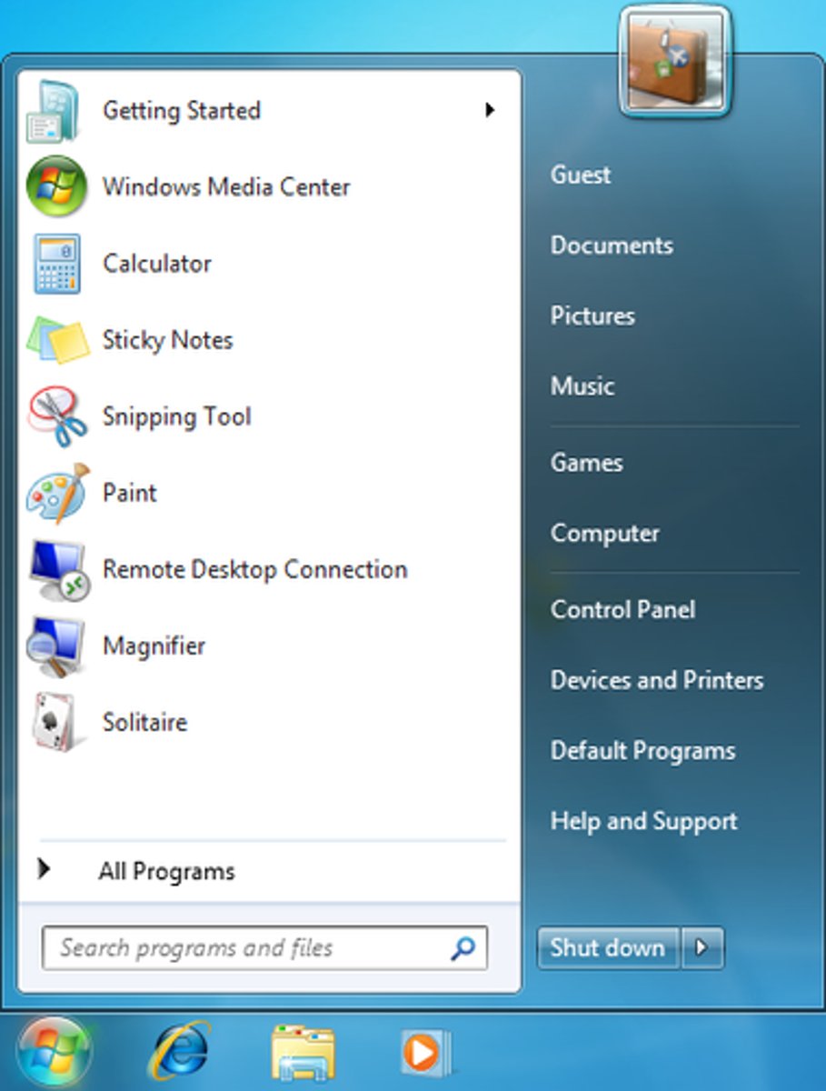 <p>a menu button on the task bar where users can start programs, get help, and shut down the computer</p>