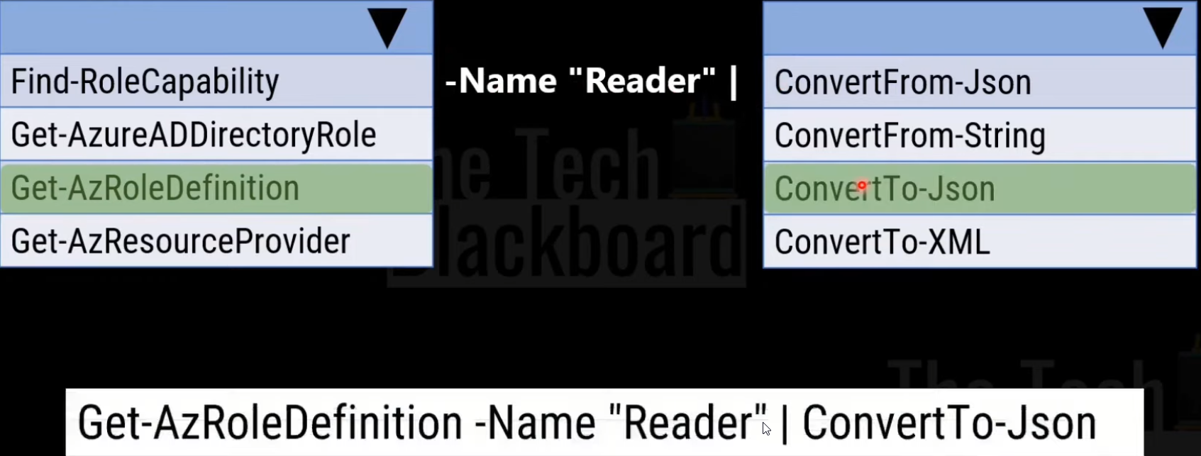 <p>Get-AzRoleDefinition </p><p>ConvertTo-Json</p>