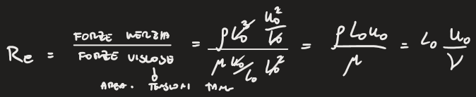 <p>F<sub>inerzia</sub>&nbsp;/ F<sub>viscose</sub></p><p>Basso —&gt; flusso laminare</p><p>Alto —&gt; flusso turbolento&nbsp;</p>