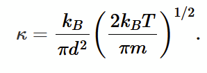 <p>expressed using mean free path and mean thermal speed. This expression if temperature dependent and is only valid for l >> λ</p>