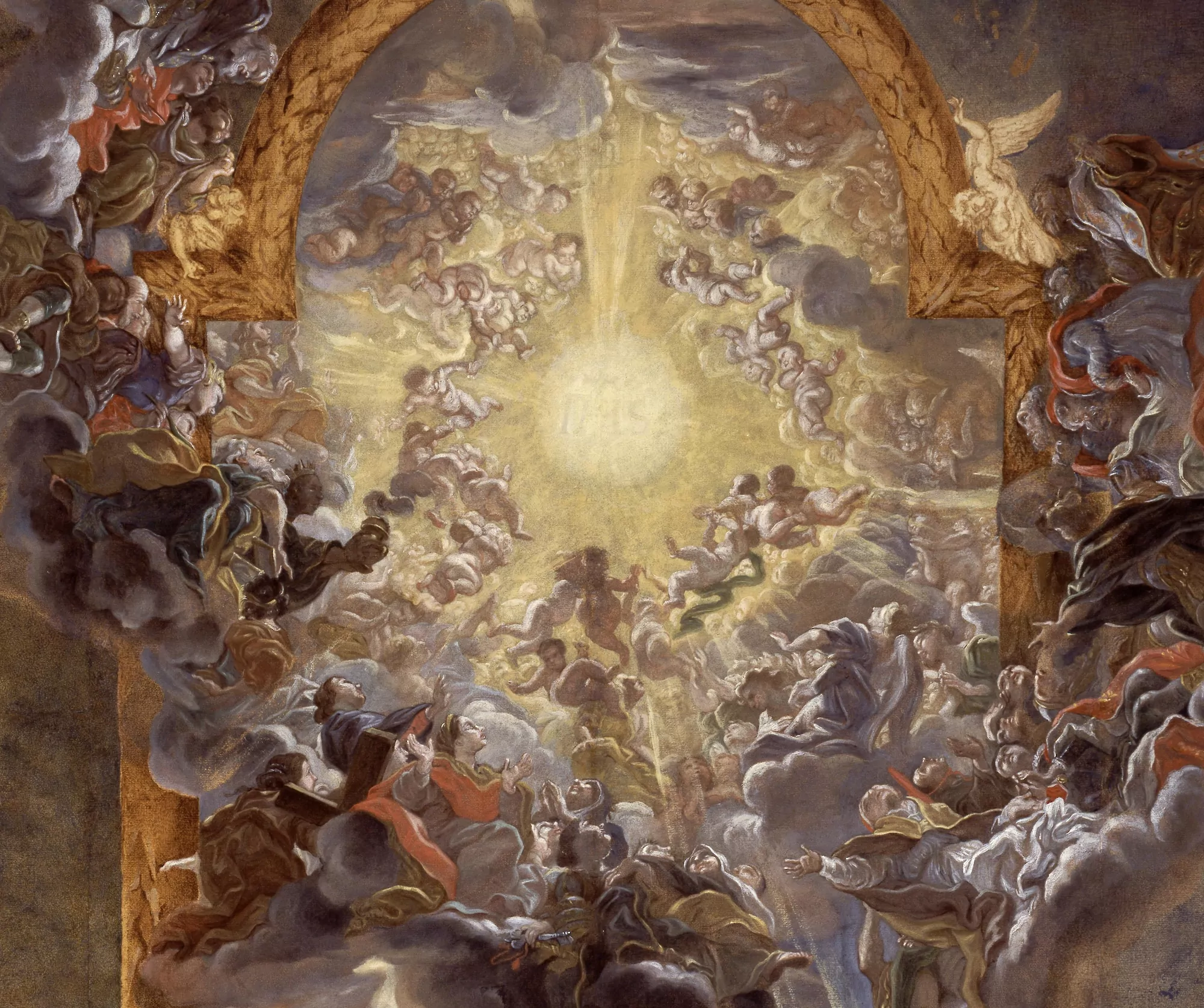 <p>artist who did the ceiling al fresco of Church of iI Gesu</p>