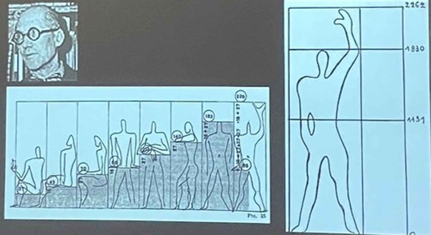<p>a series of harmonic numbers; one was the average height of the human being, the other the height of a man with raised arms</p>