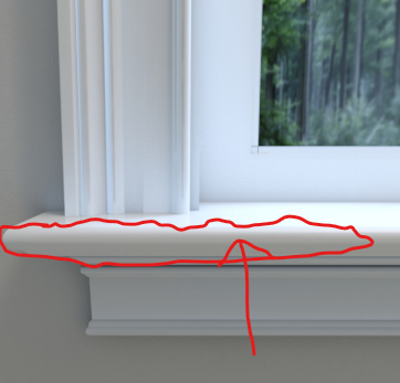 <p>The interior sill of the window</p>