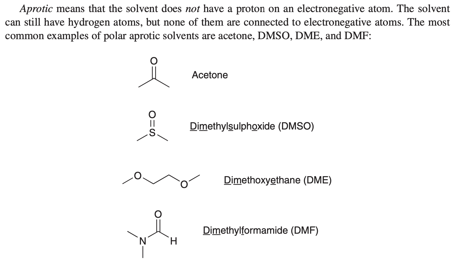 <p>polar aprotic solvents</p>