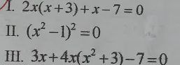 <p>A quadratic equation has a highest degree of 2. Which of the examples below is/are quadratic equation?</p>