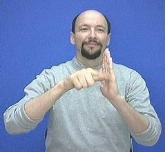 <p>The index finger of the right hand curves inward toward the wrist of the left hand.</p>