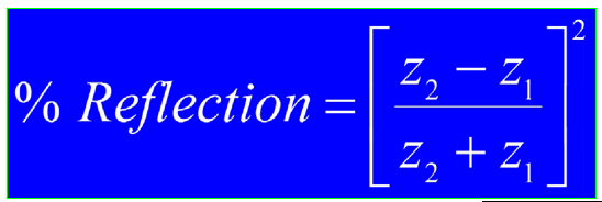 <p>% Reflection and % transmission at a boundary interface can be measured</p><p>Total reflection and transmission at an interface equals 100%:This means that</p><p>the sum of the percent reflection and percent transmission must always add up</p><p>to 100%, indicating that all incident acoustic</p>