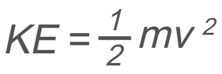 <p>KE → kinetic energy</p><p>m → mass</p><p>v → velocity</p>