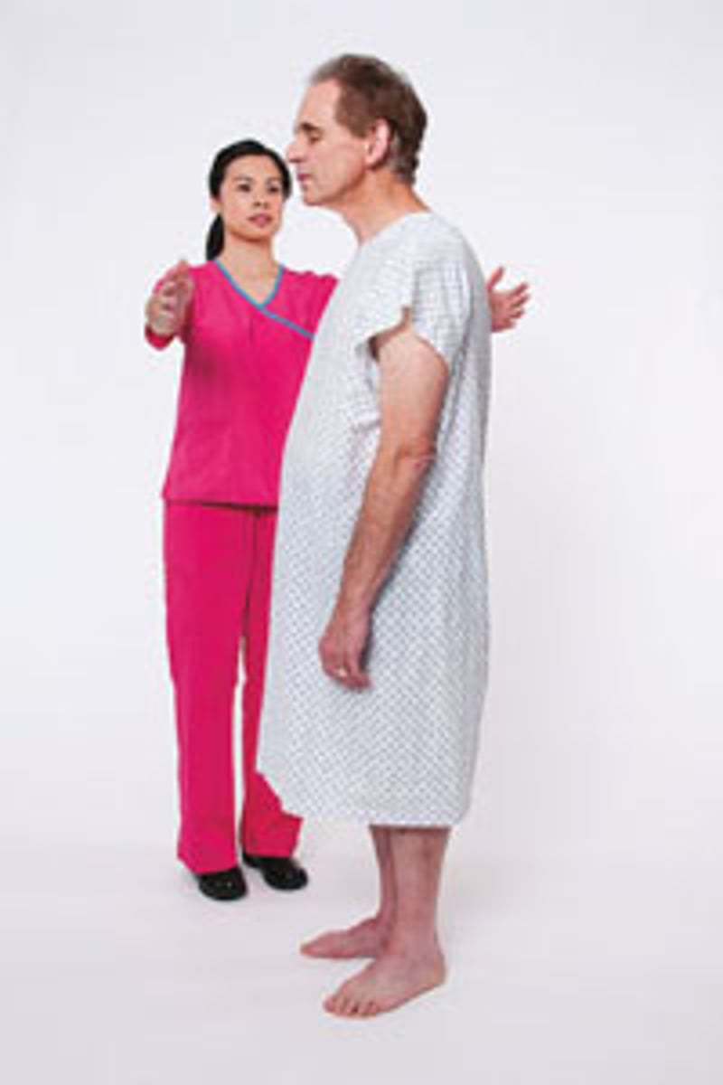 <p>balance test - stand w/ feet together</p>