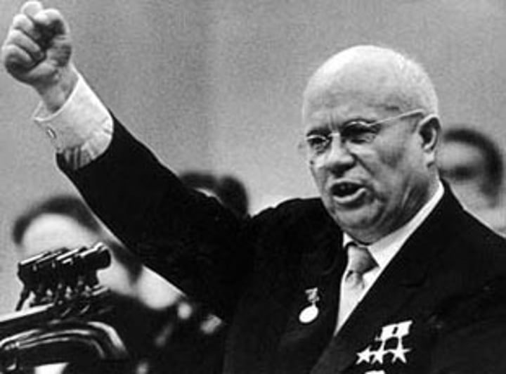 <p>ruled the USSR from 1958-1964; lessened government control of soviet citizens; seeked peaceful coexistence with the West instead of confrontation. Soviet leader during Cuban Missile Crisis; denounced Stalin.</p>