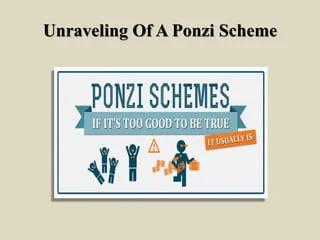 <p>investing fraud where investors are paid with money from new investors.  </p>