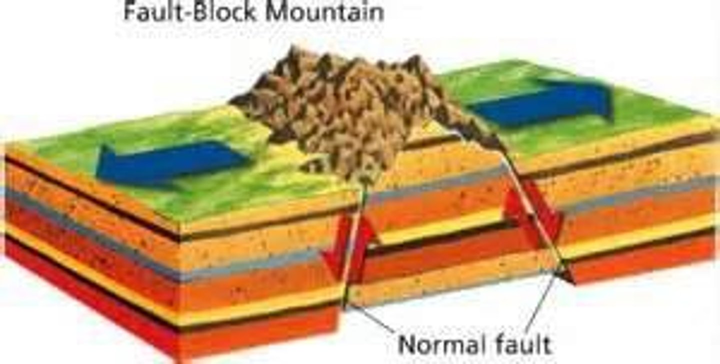 <p>Mountains formed by upward force of tectonic plates.</p>
