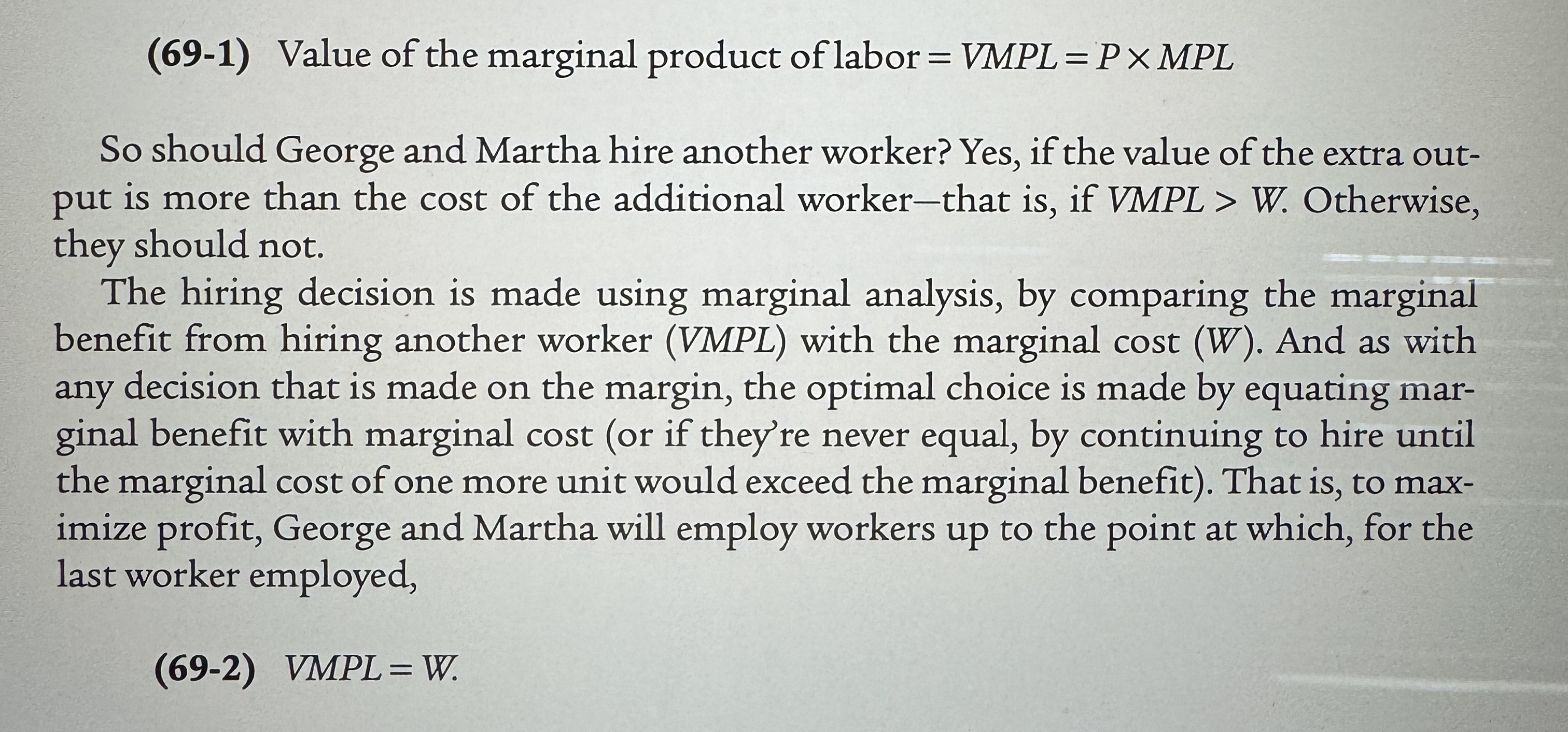 <p>The <strong>value of the marginal product </strong>of a factor is the value of the additional output generated by employing one more unit of that factor.</p>