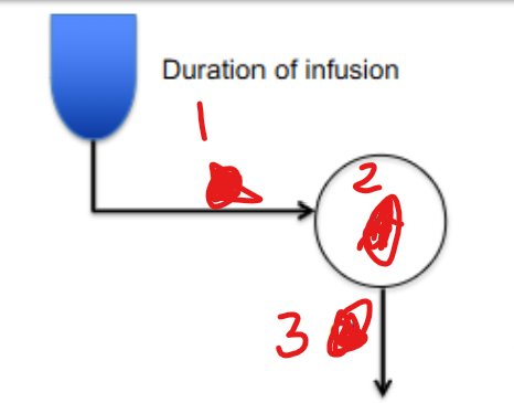 <p>what do the following numbers represent in the one compartment infusion model? </p>