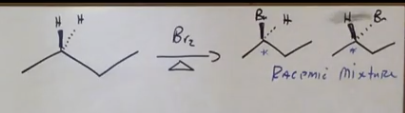<p>A racemic mixture is created if there are chiral carbons. </p>