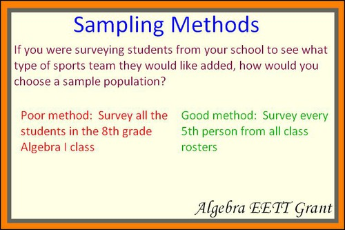 <p>Simple Random → Stratified → Cluster → Systematic → Voluntary → Convenience</p>