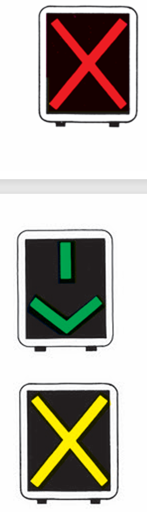 <p>What do these lane control signal mean?</p>