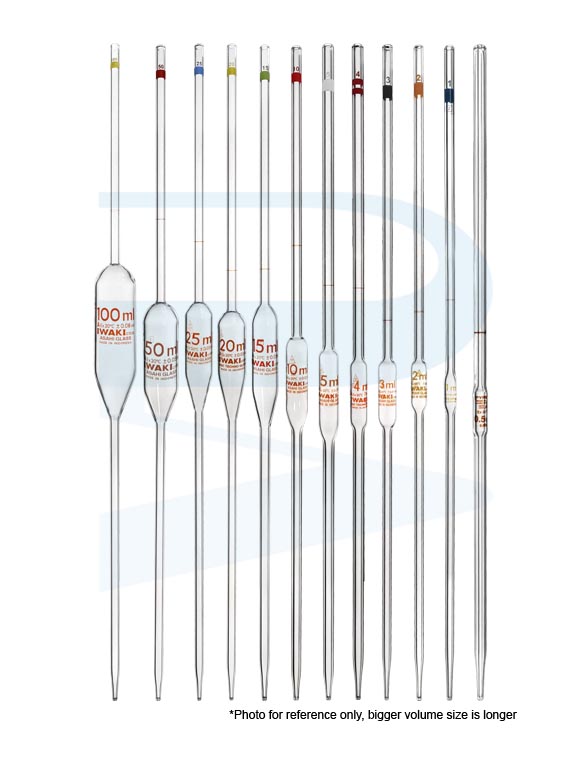 <ul><li><p><span style="color: rgb(0, 0, 0);">Designed to deliver a single volume with high accuracy.</span></p></li></ul><p></p><ul><li><p>Consists of a cylindrical bulb joined at both ends to narrow glass tubing.</p><p></p></li><li><p><span style="color: rgb(0, 0, 0);">Colored bands on the top of the pipette denote the volume that is dispensed. These<br>are used when reconstituting QC and calibrators</span></p></li></ul><p></p><ul><li><p><span style="color: rgb(0, 0, 0);">Above the bulb is a calibration mark (ring). Fluid must be drawn up the pipette to above the ring and then released slowly until the bottom of the meniscus is exactly at the ring. To transfer the volume, touch the pipette tip to the inside of the container and allow liquid to drain out (do not blow the remaining drop out).</span></p></li></ul><p></p><ul><li><p>Several sizes (1,2 and 5 mL).</p></li></ul><p></p>
