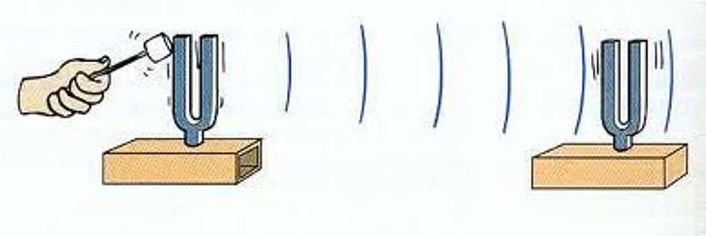 <p>A phenomenon that occurs when two objects naturally vibrate at the same frequency - they are in phase</p>
